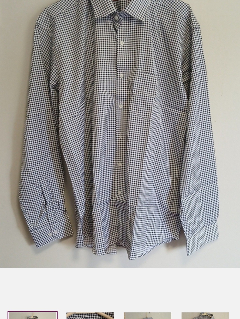 OUTCLASS Mens Black and White Check Long-Sleeve Button Down Shirt